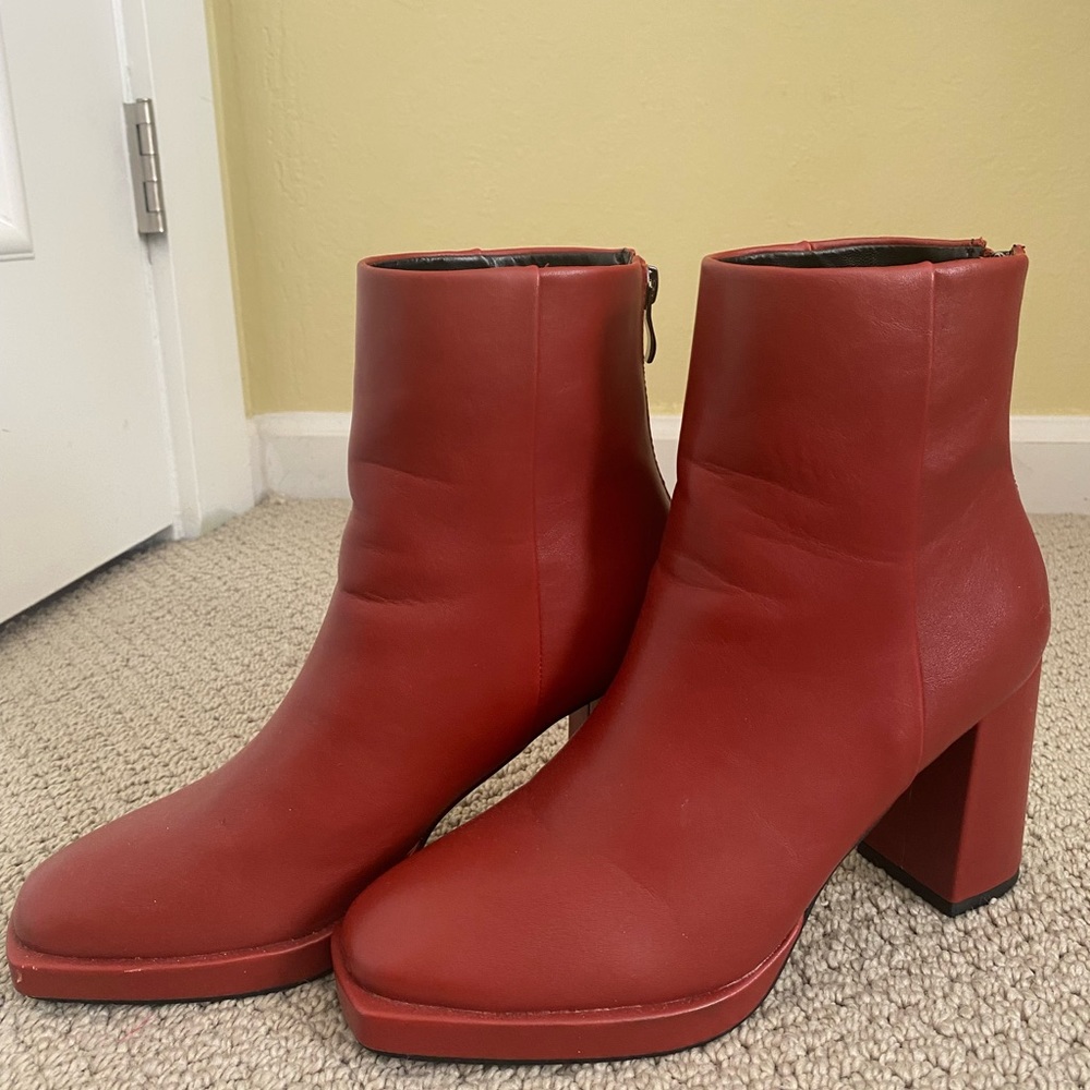 Nasty gal red faux leather booties